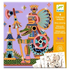 Djeco Age 7 & 8|Age 5 & 6^Animal Warriors | Shiny Colouring