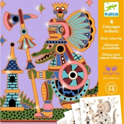 Djeco Age 7 & 8|Age 5 & 6^Animal Warriors | Shiny Colouring