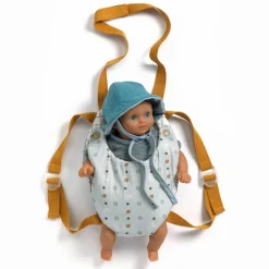 Djeco Dolls|Dolls^Baby Doll Carrier (Blue/Toffee)