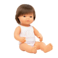 Miniland Dolls Role Play|Dolls^Caucasian Brunette Anatomically Correct Boy Doll - Dressed 38cm