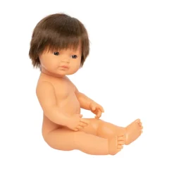 Miniland Dolls Role Play|Dolls^Caucasian Brunette Anatomically Correct Boy Doll - Dressed 38cm