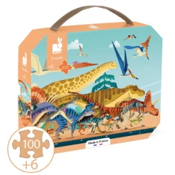 Janod Age 9 & 10|Age 7 & 8^Dino Panoramic Case Puzzle
