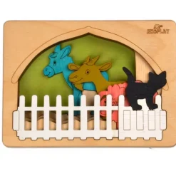 Ekoplay Wooden Puzzles|Early Learning^Farm Animals 3-Dimensional Layer Puzzle