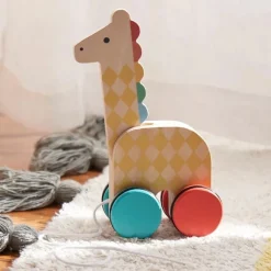 Petit Collage Push / Pull|Age 2^Giraffe Wooden Pull Toy