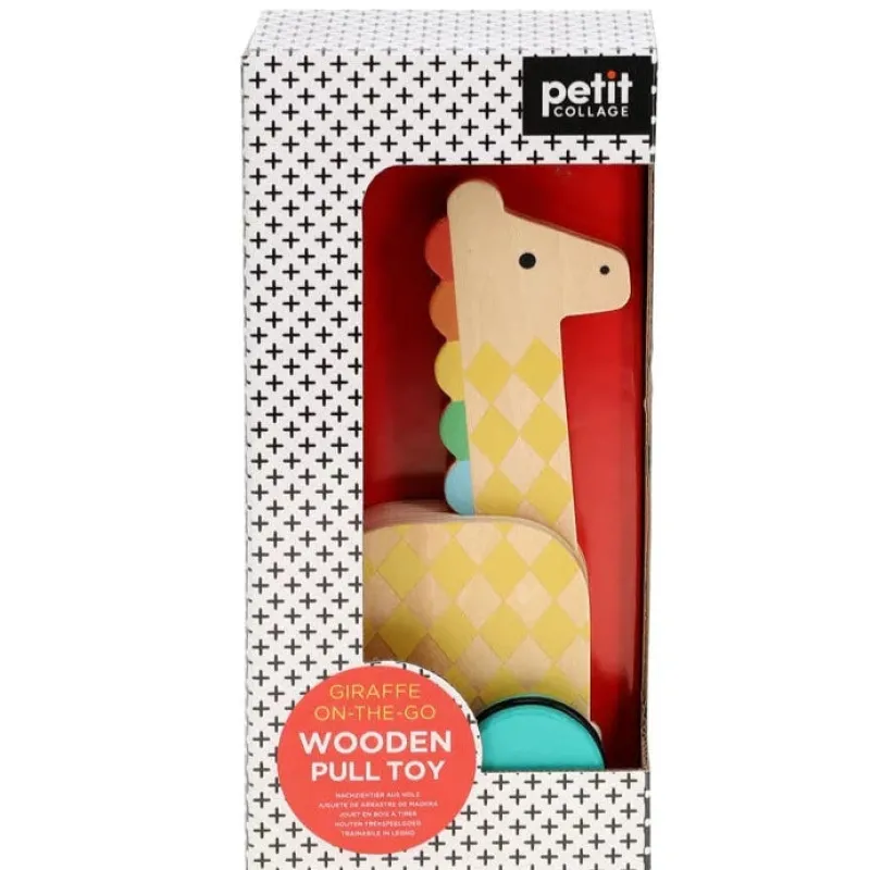 Petit Collage Push / Pull|Age 2^Giraffe Wooden Pull Toy