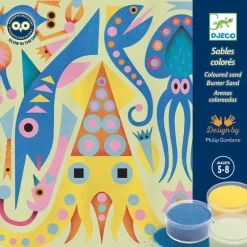 Djeco Art / Craft|Age 7 & 8^Glow-in-the-dark Coloured Sands Art Kit
