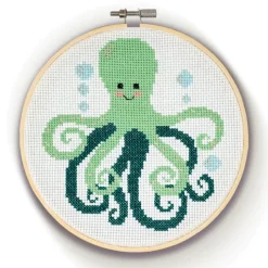 The Crafty Kit Co Art / Craft|Teenager^Green Octopus Cross Stitch Kit