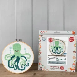 The Crafty Kit Co Art / Craft|Teenager^Green Octopus Cross Stitch Kit