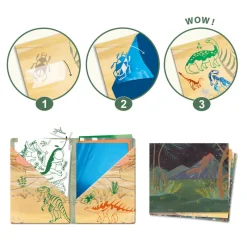 Djeco Art / Craft|Age 9 & 10^Metallic Foil Art - Dinosaurs