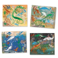 Djeco Art / Craft|Age 9 & 10^Metallic Foil Art - Dinosaurs