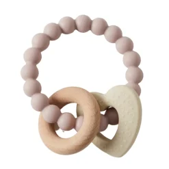 Nordic Kids Rattles / Clutching|Age 1^Mika Silicone & Wood Teether - Heart