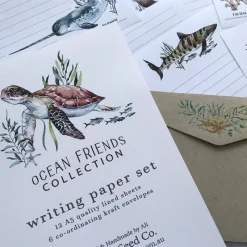 Scattered Seed Co Stationery|Age 11 & 12^Ocean friends Kids Letter Writing Set