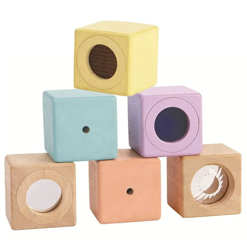 Plan Toys Wooden Blocks|Early Learning^Sensory Blocks - Set of 6