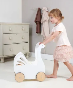 Tender Leaf Toys Role Play|Dolls^Sweet Swan Doll Pram with Bedding