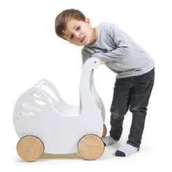Tender Leaf Toys Role Play|Dolls^Sweet Swan Doll Pram with Bedding