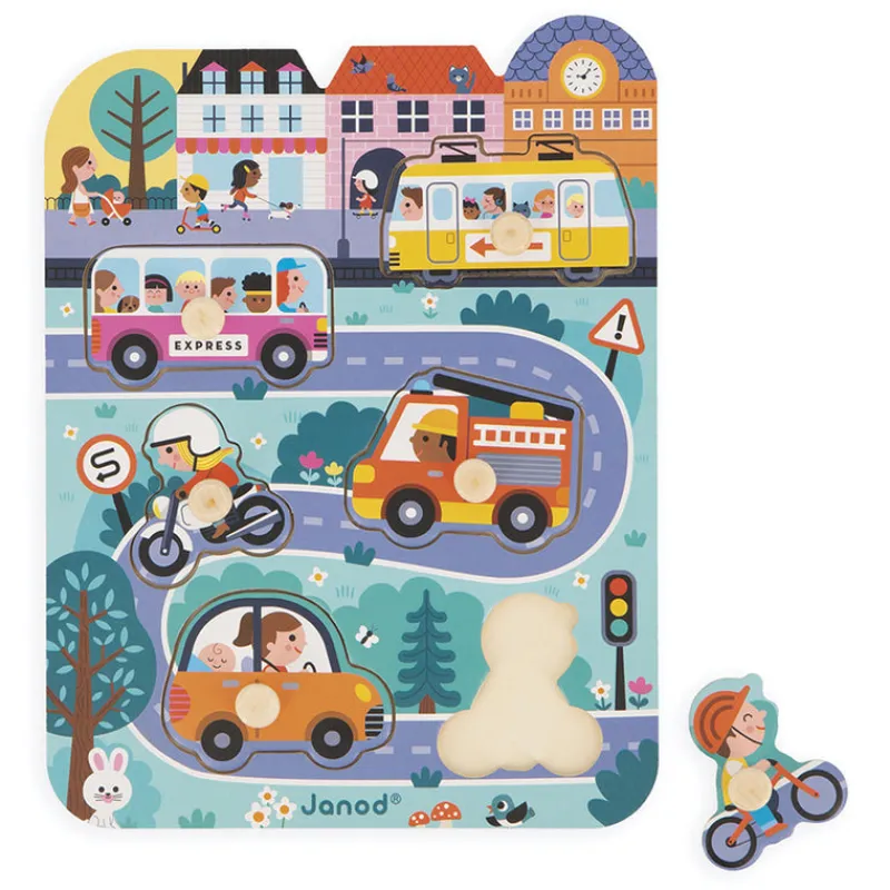 Janod Wooden Puzzles|Age 2^Town Peg Puzzle