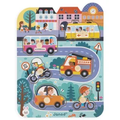 Janod Wooden Puzzles|Age 2^Town Peg Puzzle