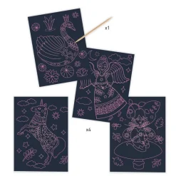 Djeco Art / Craft|Age 9 & 10^Wonderful World Scratch Cards (glow-in-the-dark)