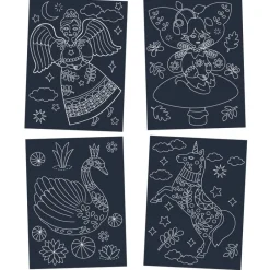 Djeco Art / Craft|Age 9 & 10^Wonderful World Scratch Cards (glow-in-the-dark)