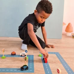 Egmont Toys Wooden Vehicles|Vehicles / Cars / Trucks^Wooden Traffic Set with Road Tape