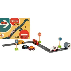 Egmont Toys Wooden Vehicles|Vehicles / Cars / Trucks^Wooden Traffic Set with Road Tape
