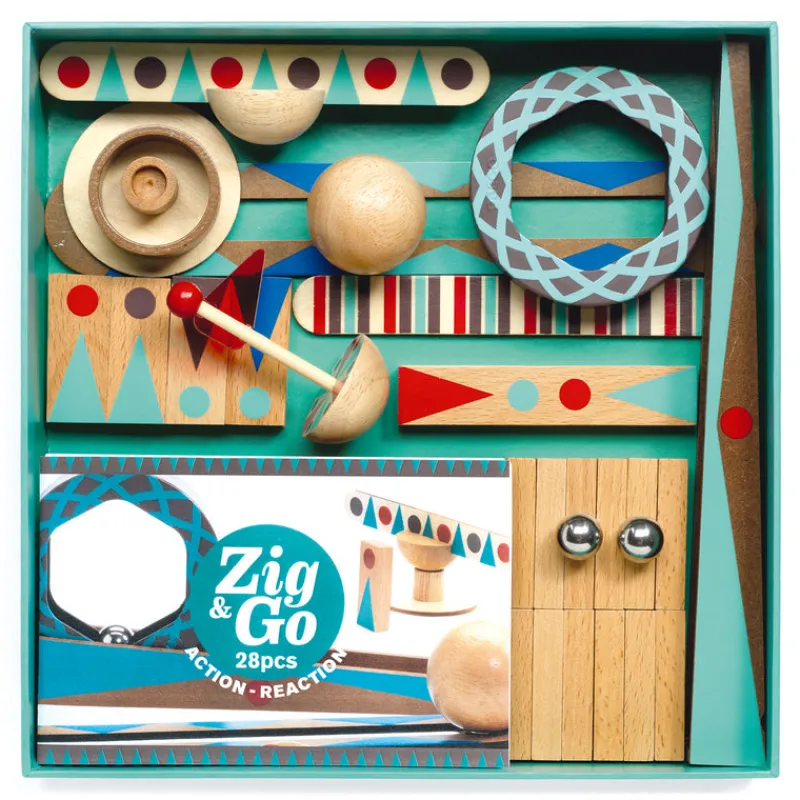 Djeco Wooden Blocks|Stem Toys^Zig and Go Action Reaction Set - 28 pcs